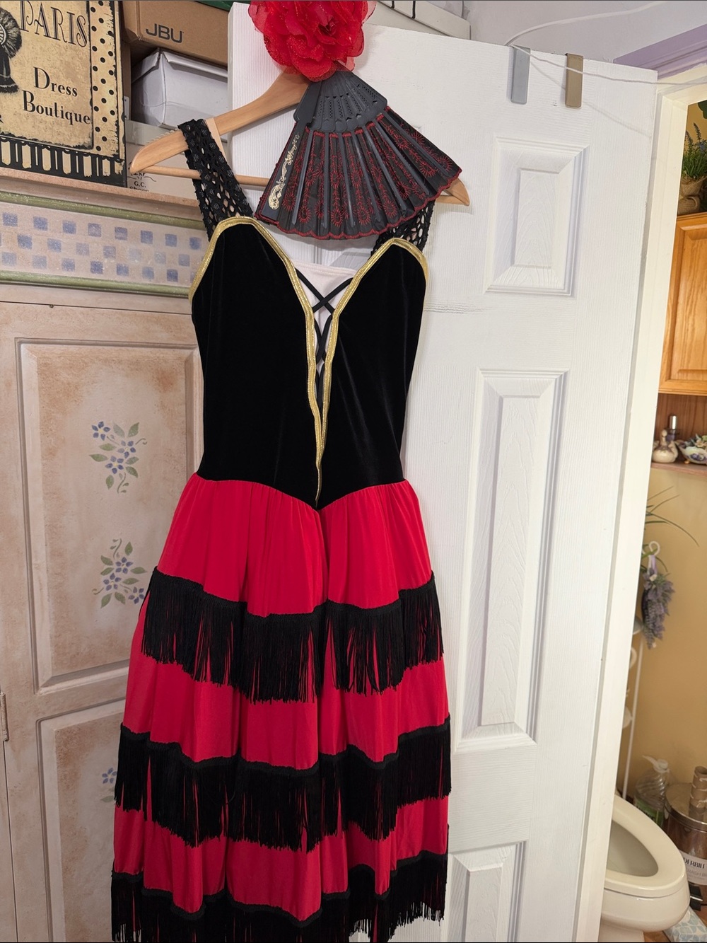 Black and Red Fringe Cantina girl costume.